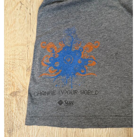 Sun Microsystems Graphic T-Shirt Developers Skate Design Gray Small Ringer Tee - Picture 3 of 7
